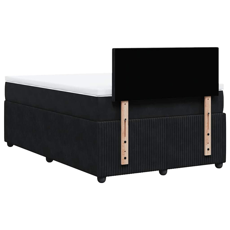 Pat box spring cu saltea, negru, 120x190 cm, catifea