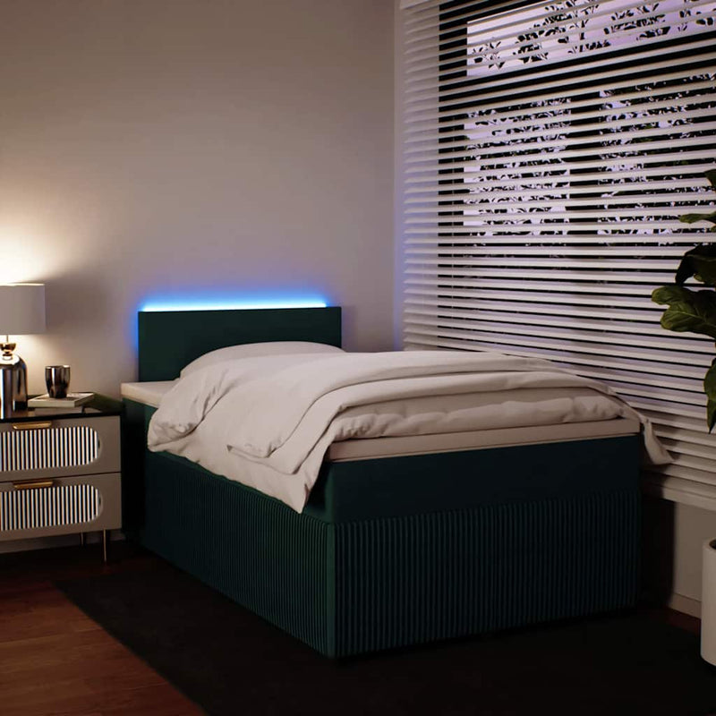 Pat box spring cu saltea, verde închis, 120x190 cm, catifea