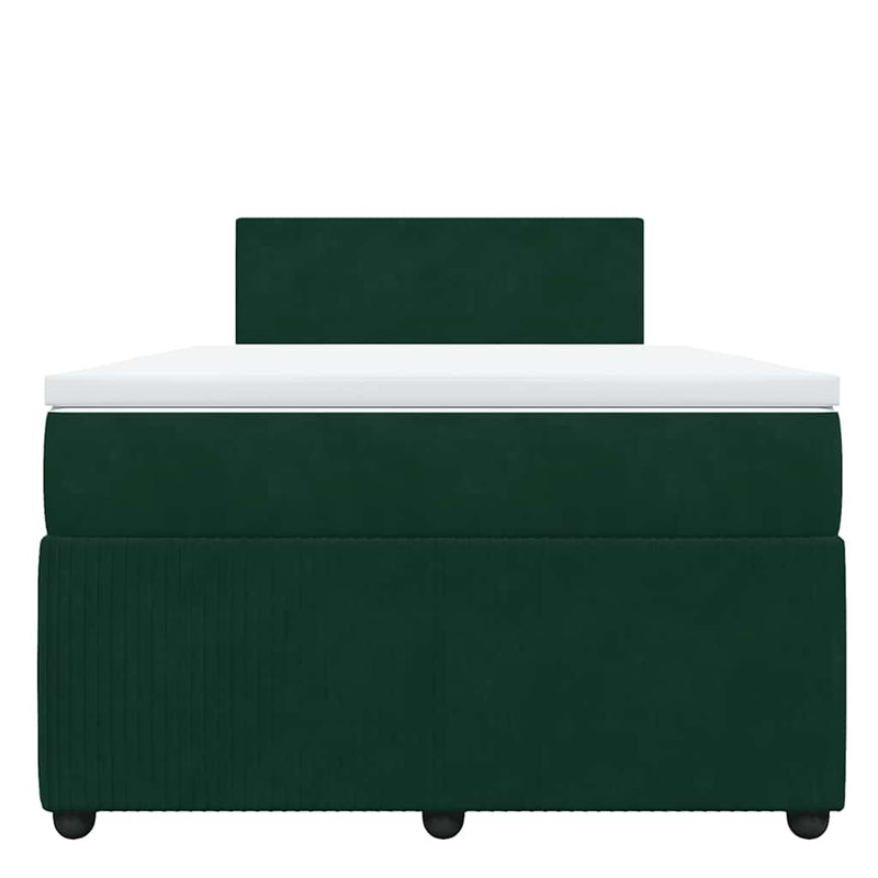 Pat box spring cu saltea, verde închis, 120x190 cm, catifea
