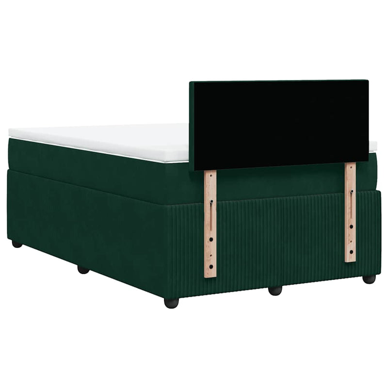 Pat box spring cu saltea, verde închis, 120x190 cm, catifea