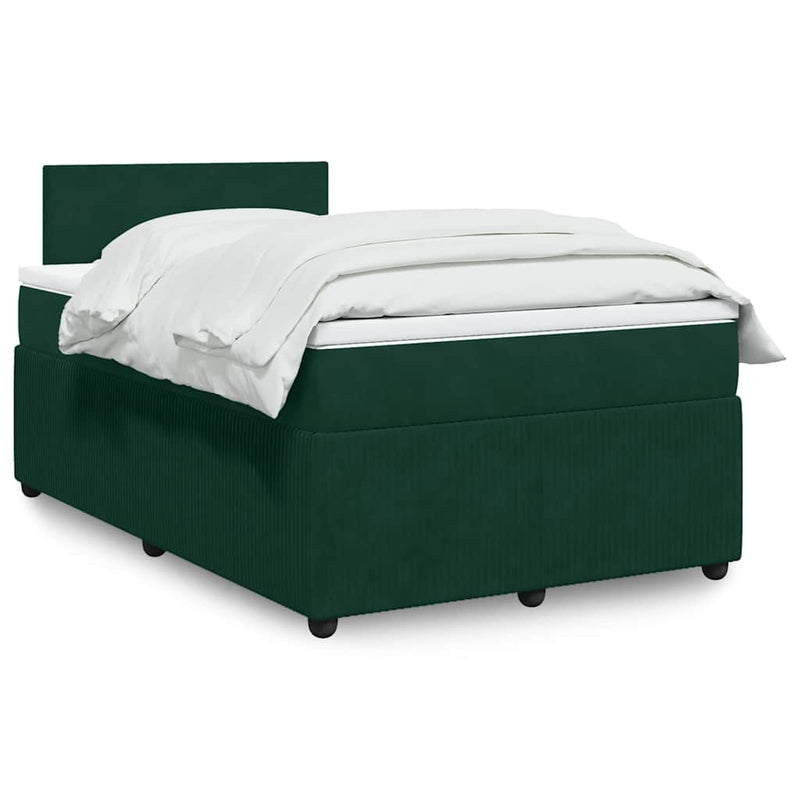 Pat box spring cu saltea, verde închis, 120x190 cm, catifea