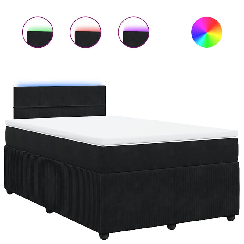 Pat box spring cu saltea, negru, 120x190 cm, catifea