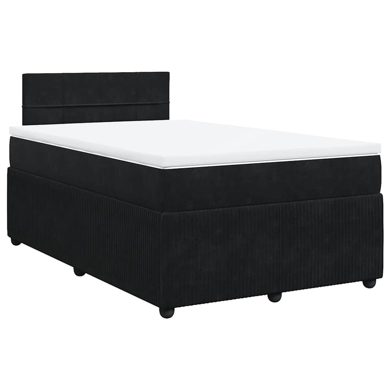 Pat box spring cu saltea, negru, 120x190 cm, catifea