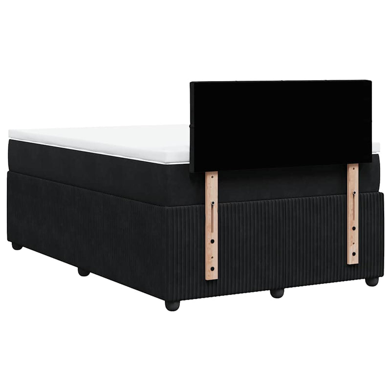 Pat box spring cu saltea, negru, 120x190 cm, catifea