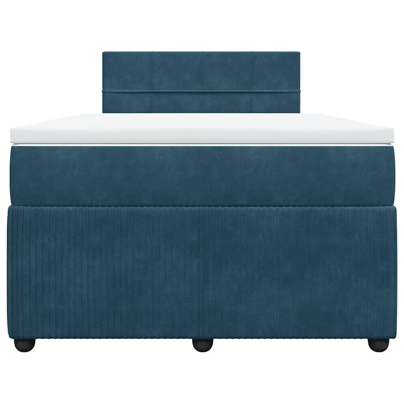 Pat box spring cu saltea, albastru, 120x190 cm, catifea
