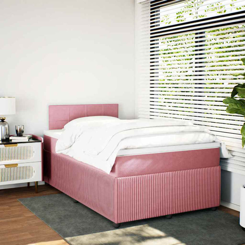 Pat box spring cu saltea, negru, 120x190 cm, catifea