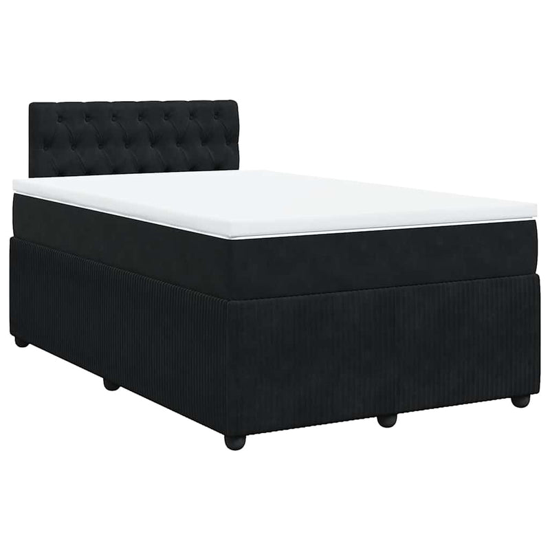 Pat box spring cu saltea, negru, 120x190 cm, catifea