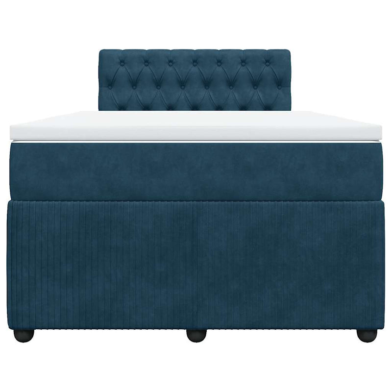 Pat box spring cu saltea, albastru, 120x190 cm, catifea