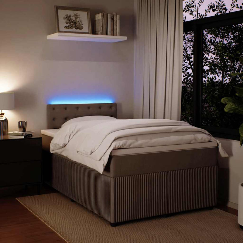 Pat box spring cu saltea, gri deschis, 120x190 cm, catifea
