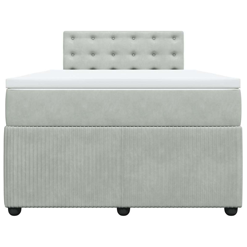 Pat box spring cu saltea, gri deschis, 120x190 cm, catifea
