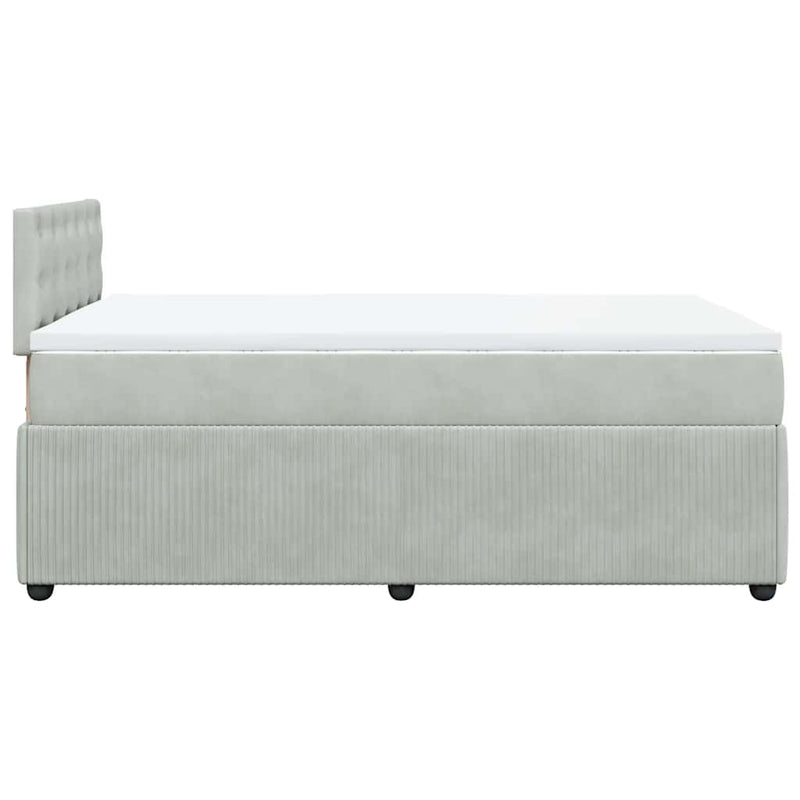 Pat box spring cu saltea, gri deschis, 120x190 cm, catifea