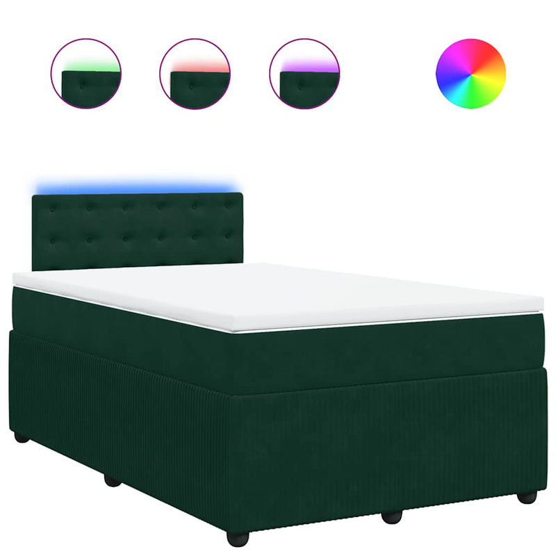 Pat box spring cu saltea, verde închis, 120x190 cm, catifea