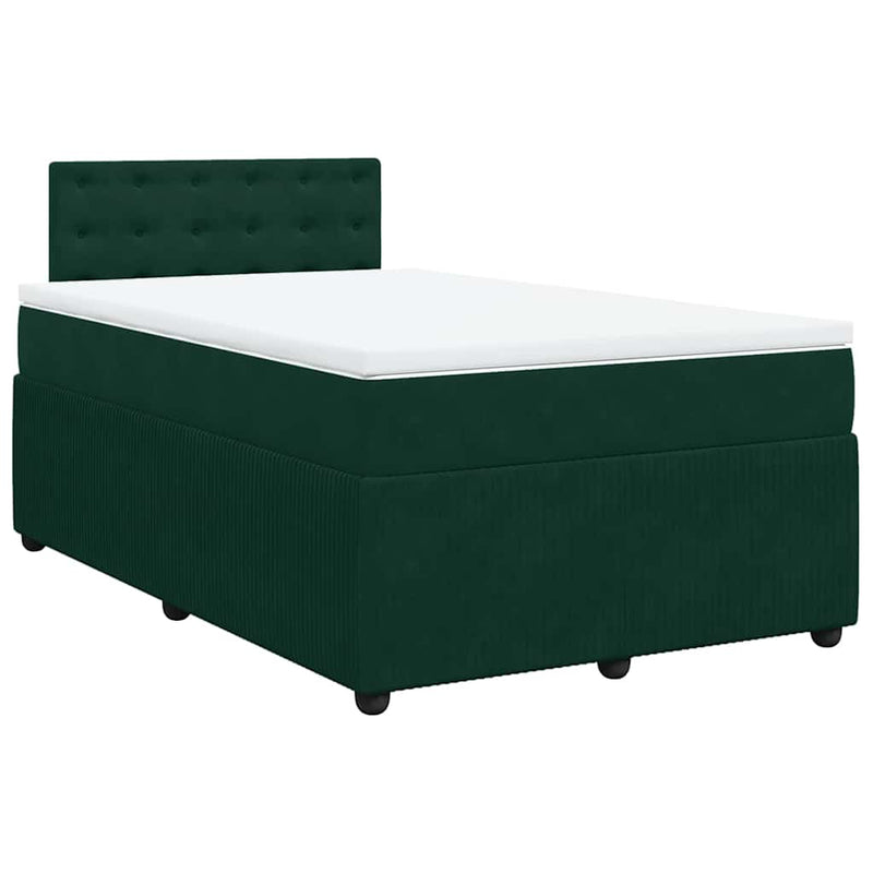 Pat box spring cu saltea, verde închis, 120x190 cm, catifea