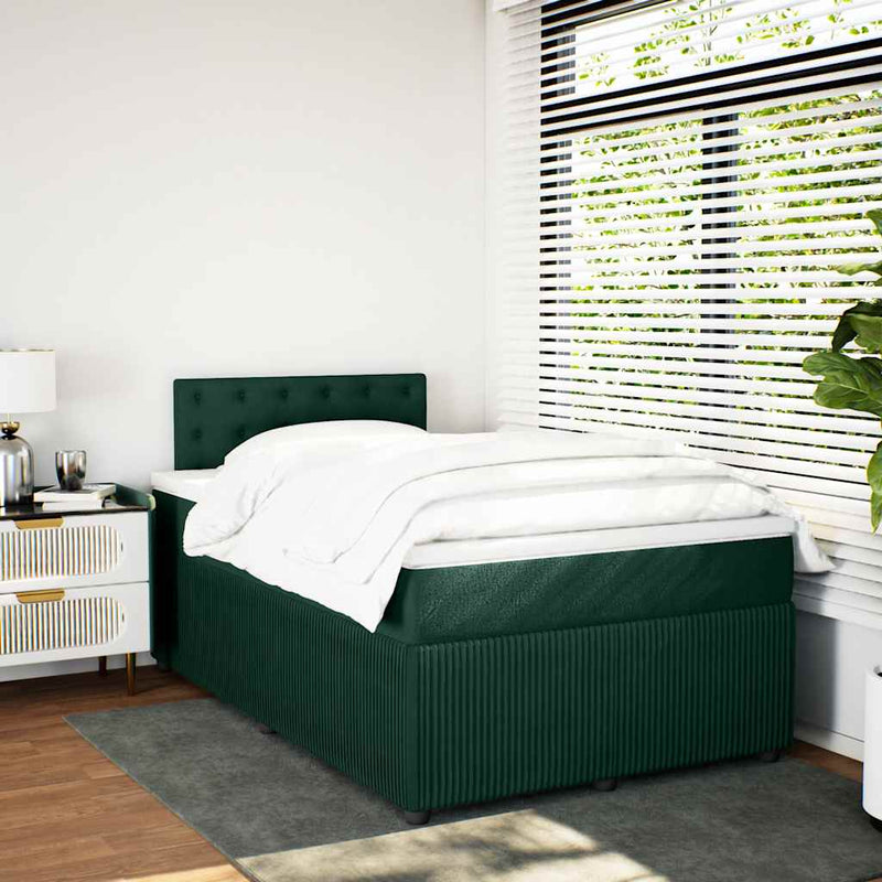 Pat box spring cu saltea, verde închis, 120x190 cm, catifea