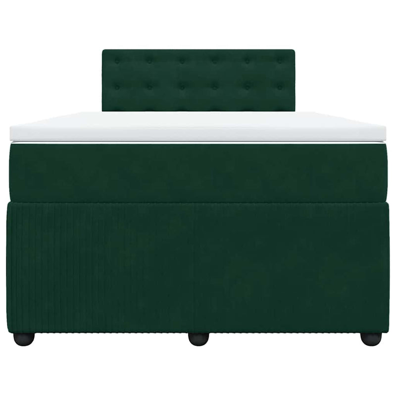 Pat box spring cu saltea, verde închis, 120x190 cm, catifea
