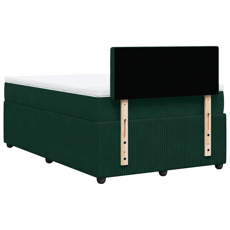Pat box spring cu saltea, verde închis, 120x190 cm, catifea