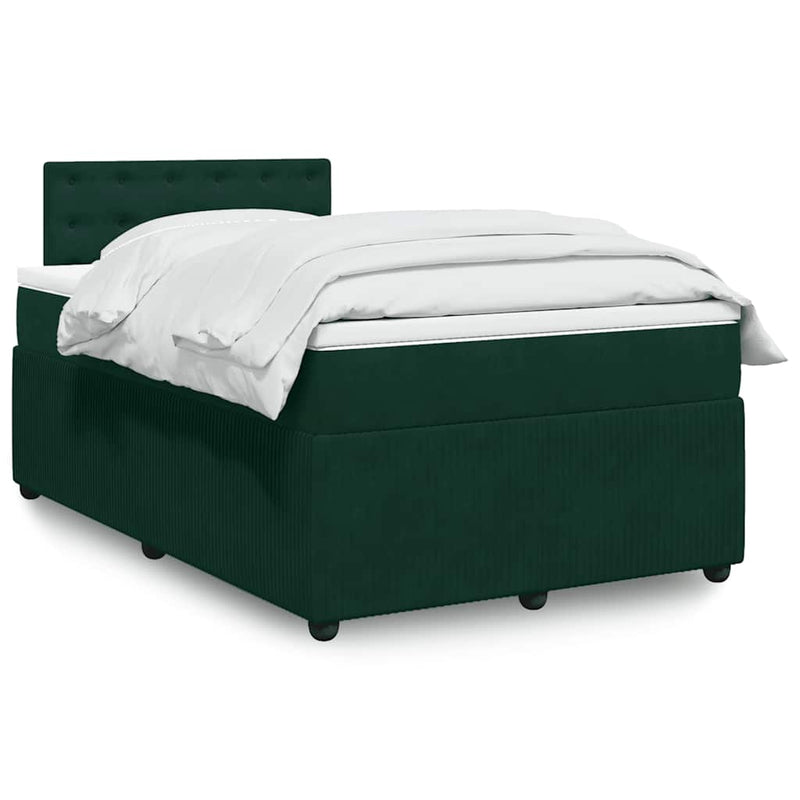 Pat box spring cu saltea, verde închis, 120x190 cm, catifea