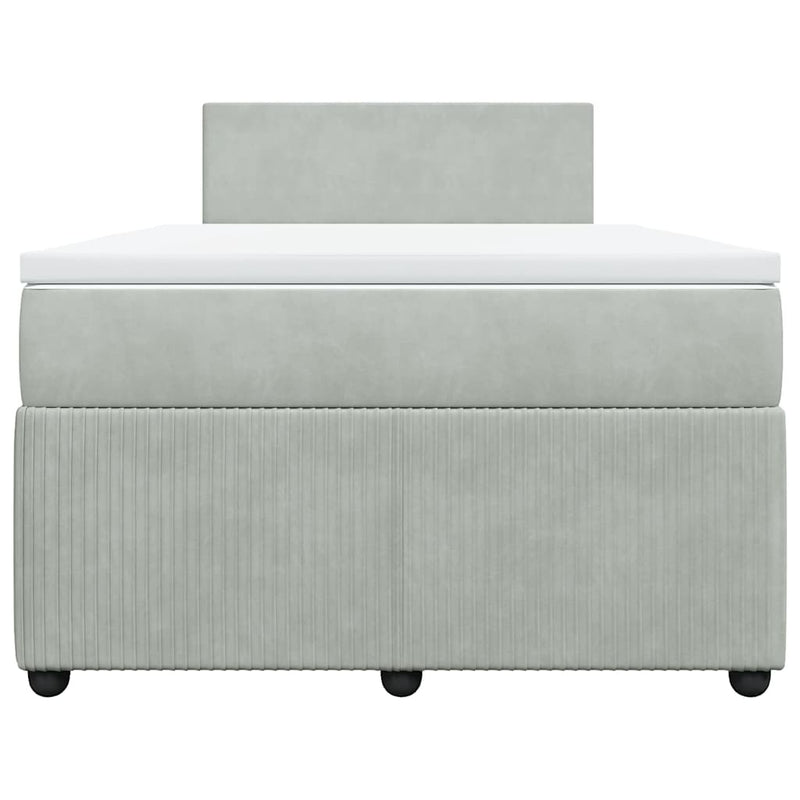 Pat continental cu saltea, gri deschis, 120x200 cm, catifea