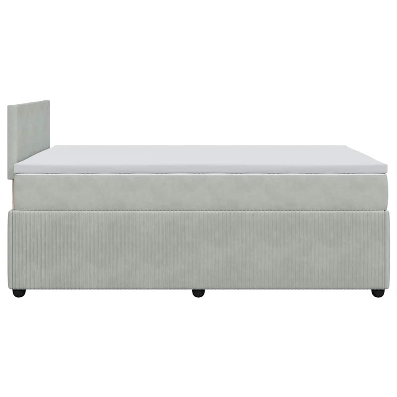 Pat continental cu saltea, gri deschis, 120x200 cm, catifea