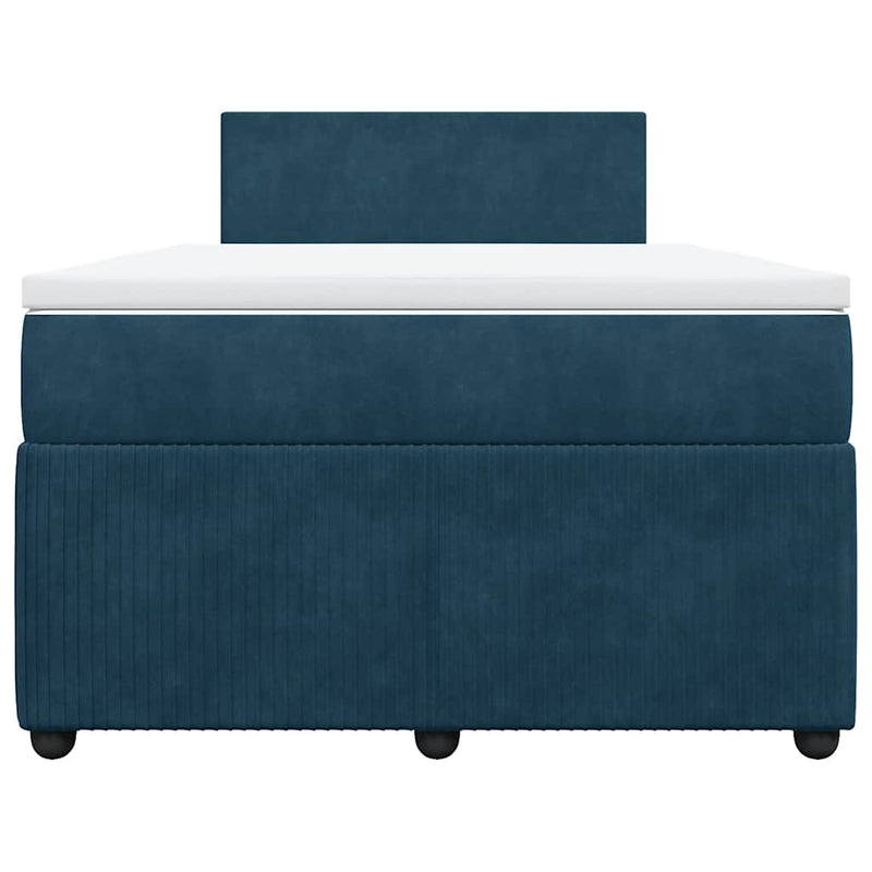 Pat box spring cu saltea, albastru, 120x200 cm, catifea