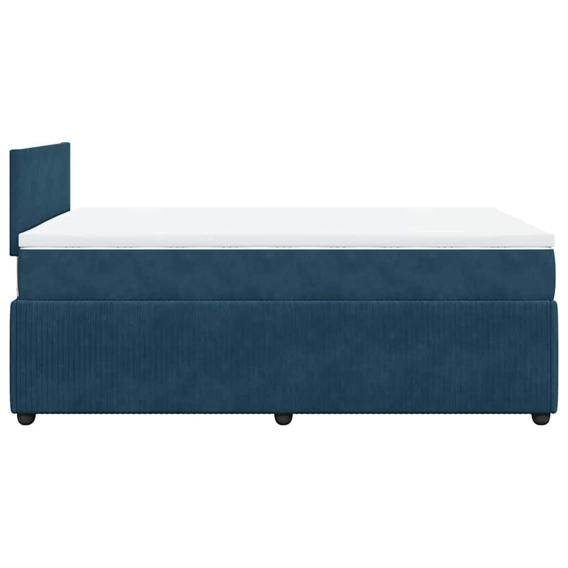 Pat box spring cu saltea, albastru, 120x200 cm, catifea