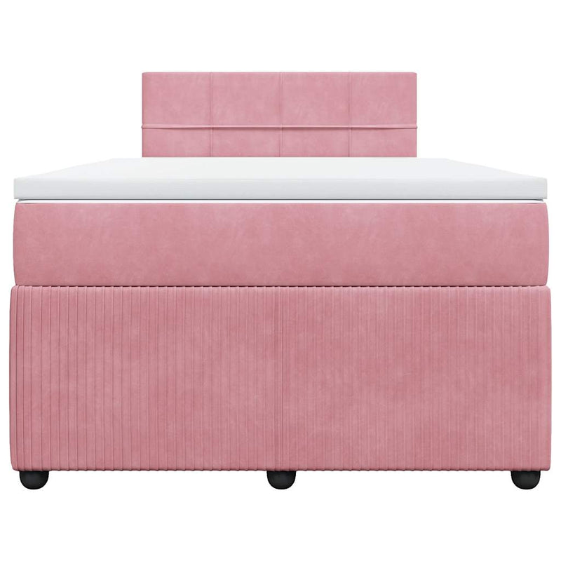 Pat box spring cu saltea, roz, 120x200 cm, catifea