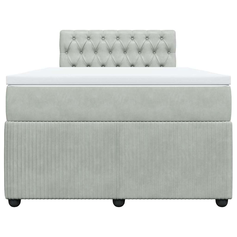 Pat continental cu saltea, gri deschis, 120x200 cm, catifea