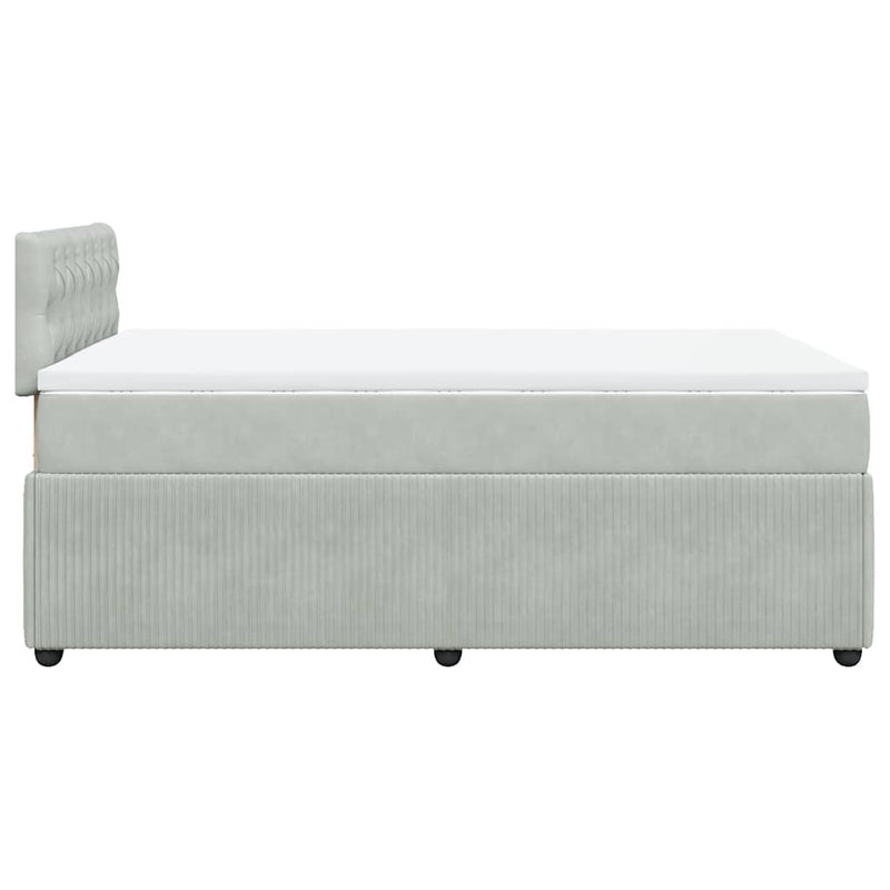 Pat continental cu saltea, gri deschis, 120x200 cm, catifea