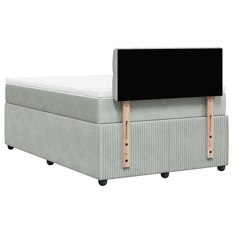 Pat continental cu saltea, gri deschis, 120x200 cm, catifea