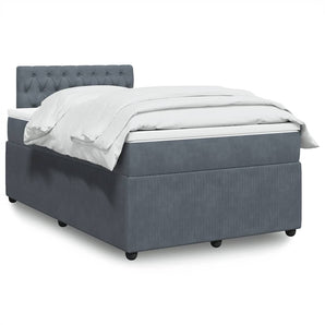 Pat box spring cu saltea, gri închis, 120x200 cm, catifea