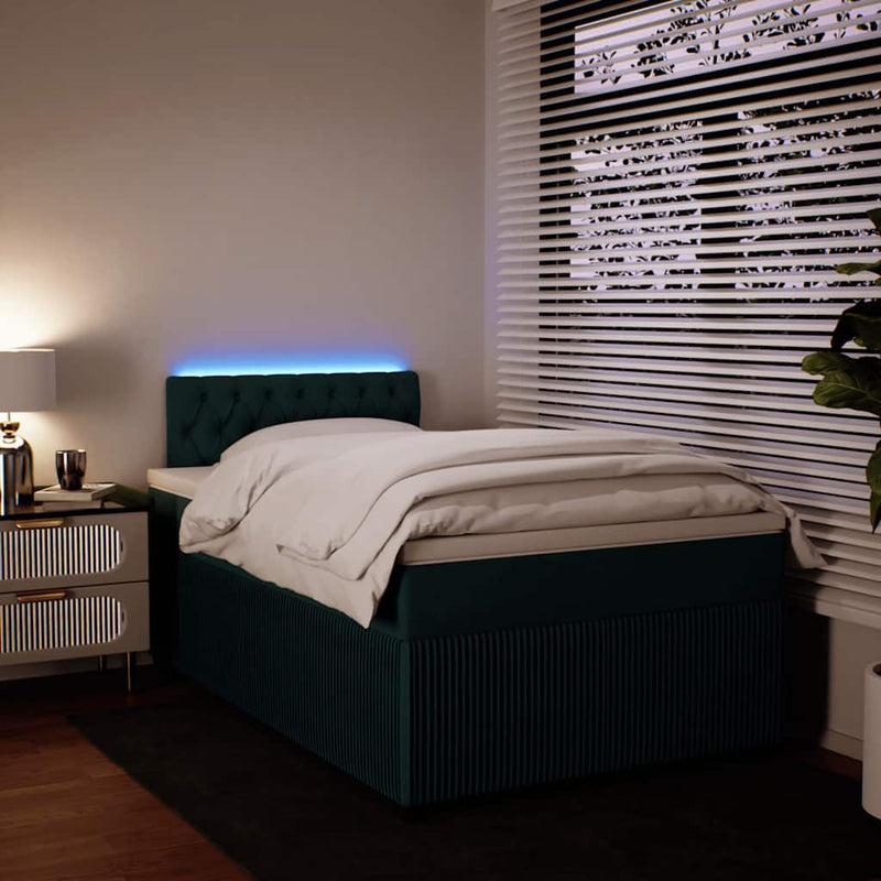 Pat box spring cu saltea, verde închis, 120x200 cm, catifea