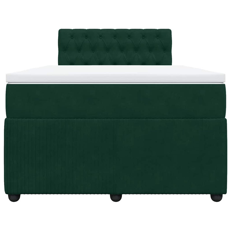 Pat box spring cu saltea, verde închis, 120x200 cm, catifea