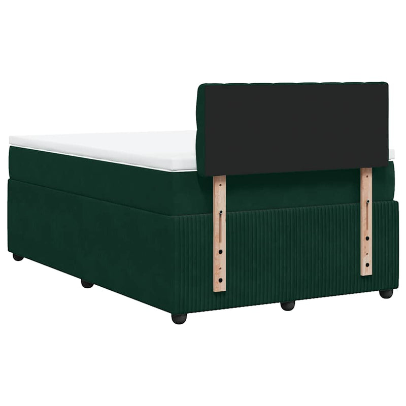 Pat box spring cu saltea, verde închis, 120x200 cm, catifea