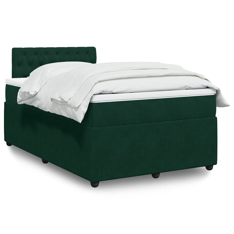 Pat box spring cu saltea, verde închis, 120x200 cm, catifea