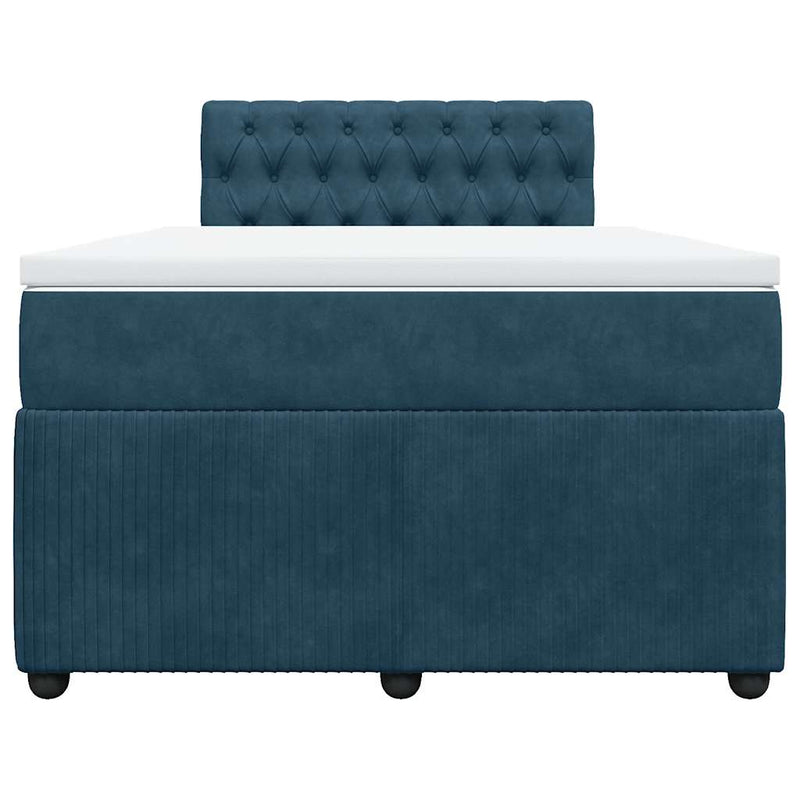 Pat box spring cu saltea, albastru, 120x200 cm, catifea