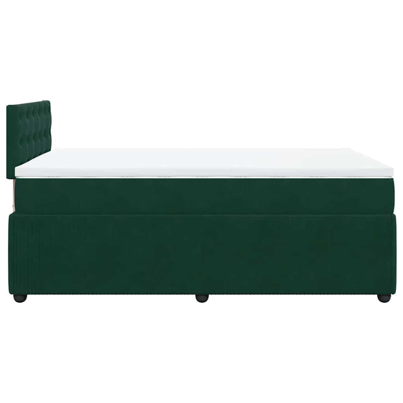 Pat box spring cu saltea, verde închis, 120x200 cm, catifea