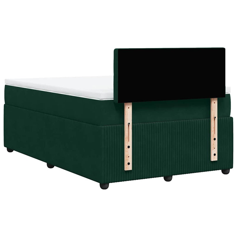 Pat box spring cu saltea, verde închis, 120x200 cm, catifea