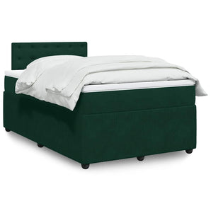 Pat box spring cu saltea, verde închis, 120x200 cm, catifea