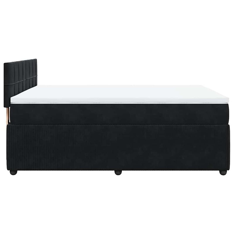 Pat box spring cu saltea, negru, 140x190 cm, catifea