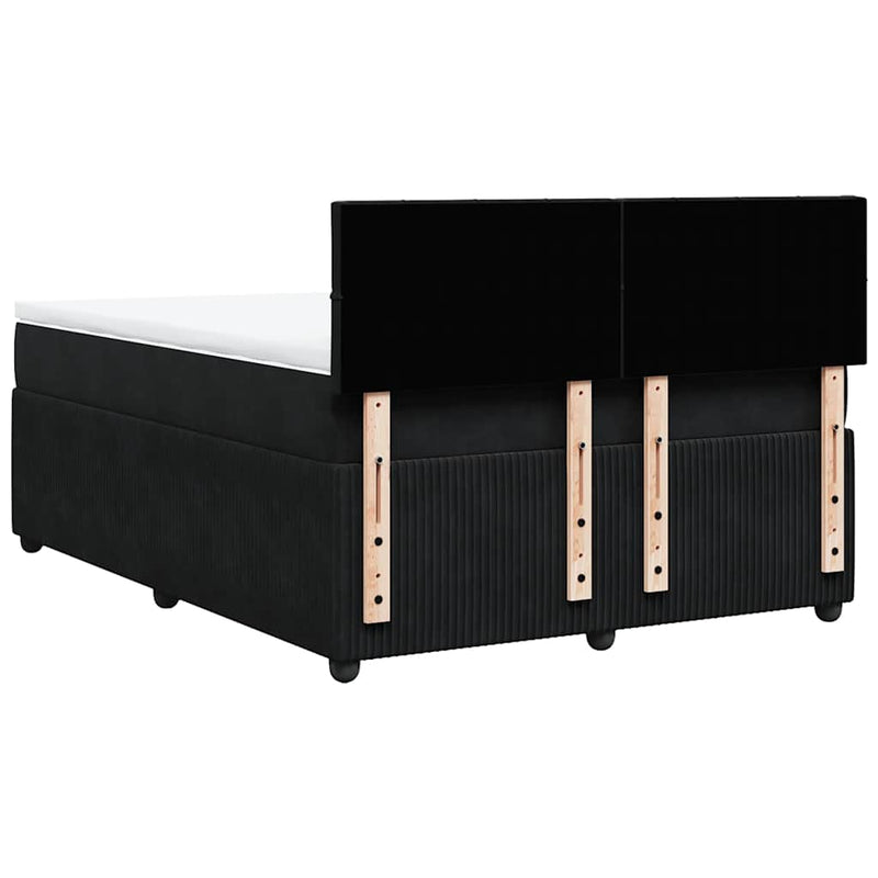 Pat box spring cu saltea, negru, 140x190 cm, catifea