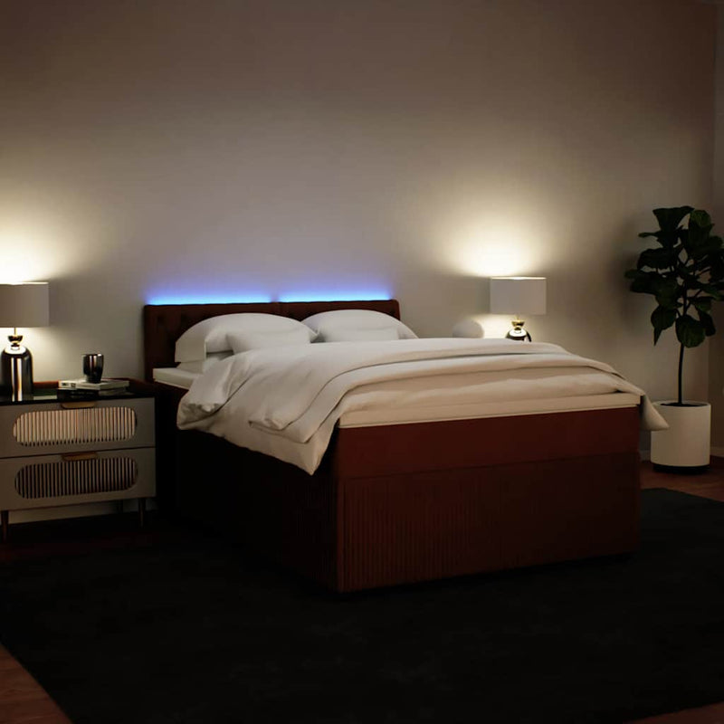 Pat box spring cu saltea, roz, 140x190 cm, catifea