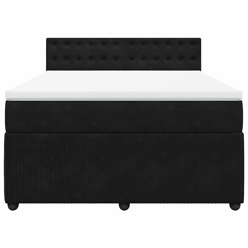 Pat box spring cu saltea, negru, 140x190 cm, catifea
