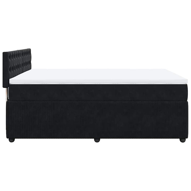 Pat box spring cu saltea, negru, 140x190 cm, catifea