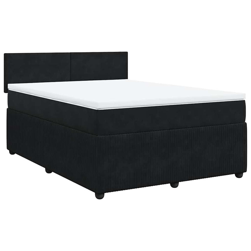 Pat box spring cu saltea, negru, 140x200 cm, catifea
