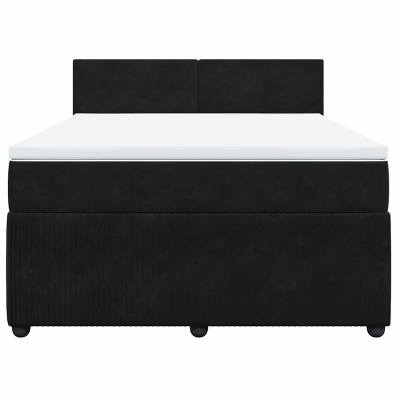 Pat box spring cu saltea, negru, 140x200 cm, catifea