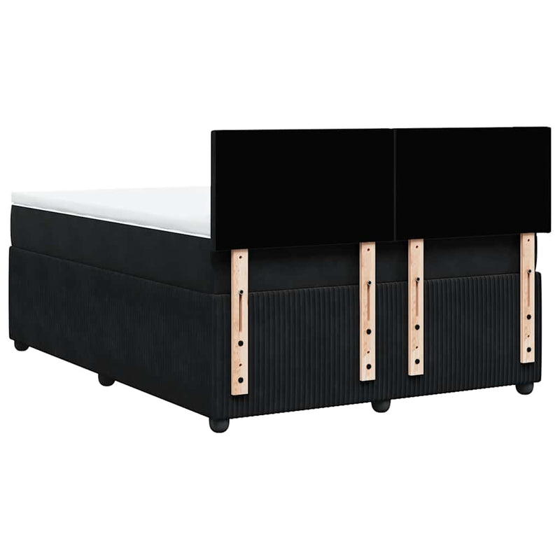 Pat box spring cu saltea, negru, 140x200 cm, catifea