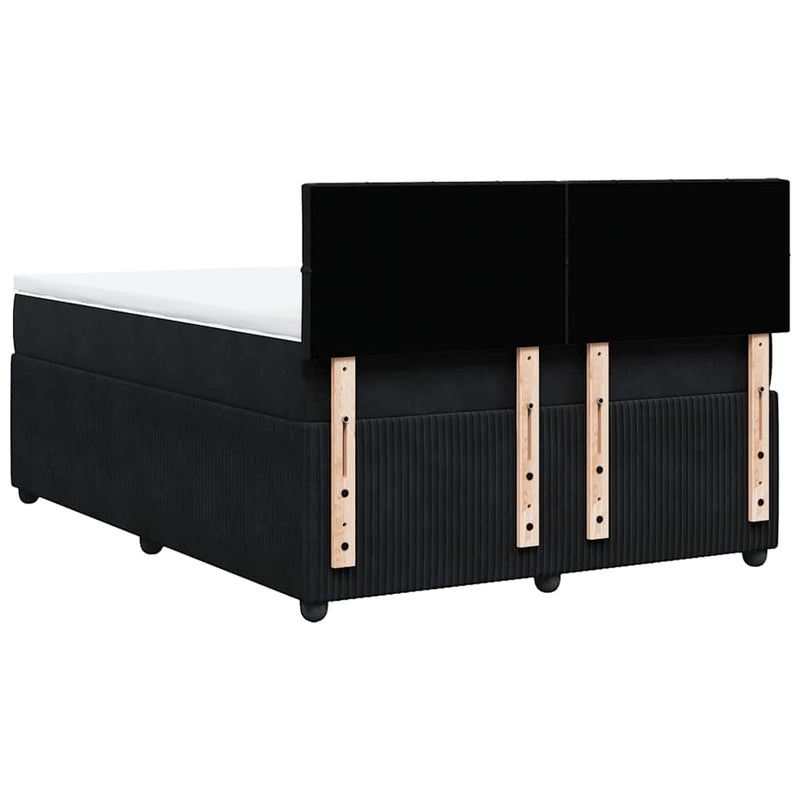 Pat box spring cu saltea, negru, 140x200 cm, catifea