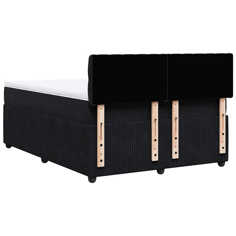 Pat box spring cu saltea, negru, 140x200 cm, catifea