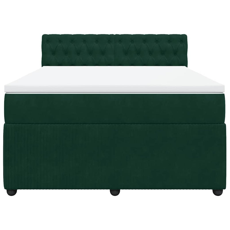 Pat box spring cu saltea, verde închis, 140x200 cm, catifea