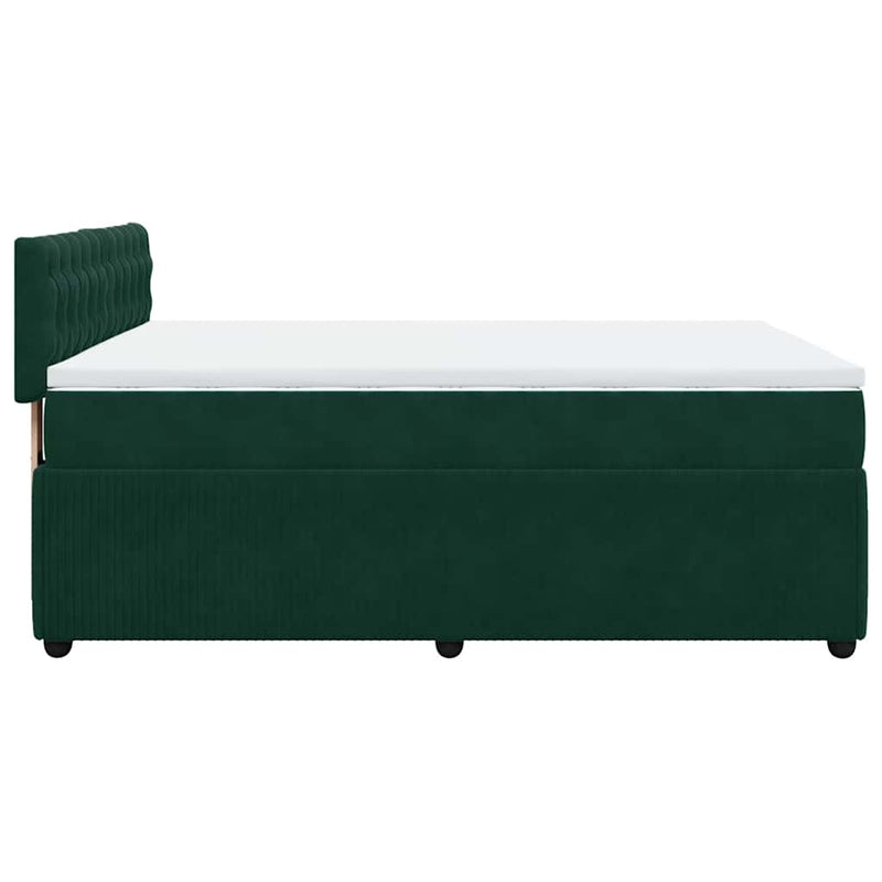 Pat box spring cu saltea, verde închis, 140x200 cm, catifea